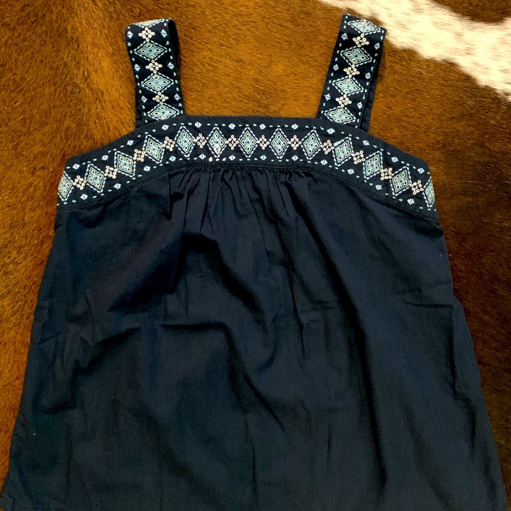 Women’s Navy Blue Embroidery Tank Top